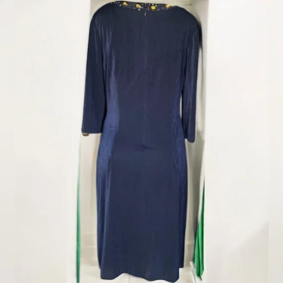 Patra Vintage Beaded Ruched Blue Dress